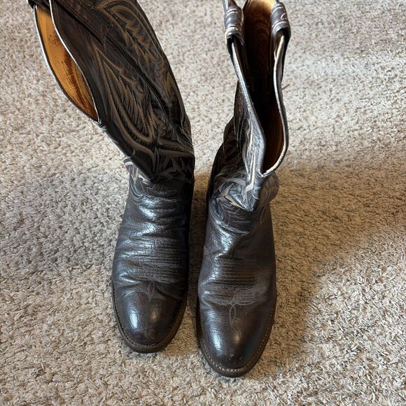 Vintage Tony Lama Black Label Men’s 9.5 D Brown Western Cowboy Boots main image 15